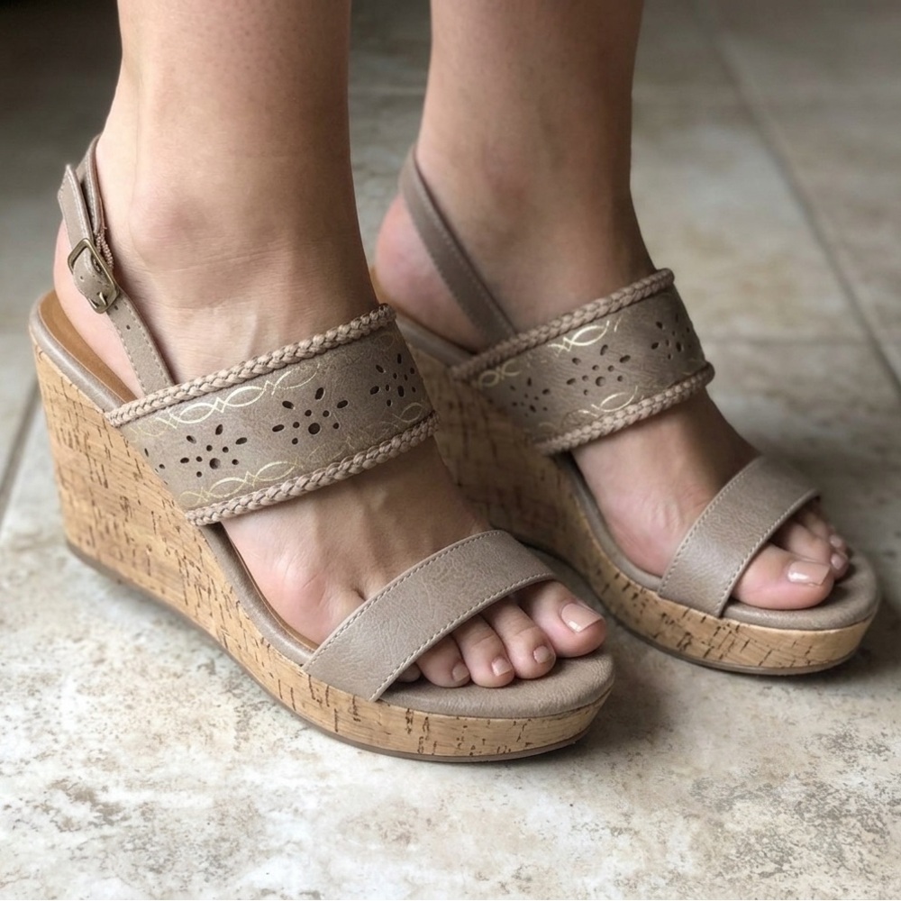 Stylish Beige Wedges by Unknown Brand